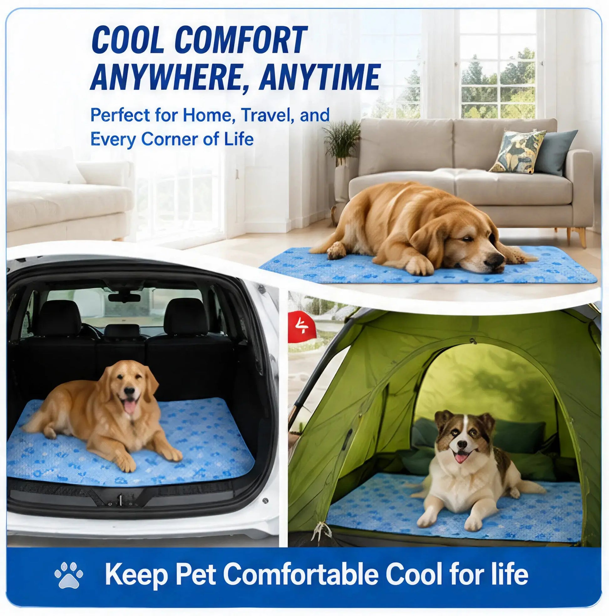 Pet Cooling Mat – Washable, Non-Slip and No Electricity Needed
