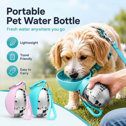 Portable Pet Water Bottle with Foldable Silicone Bowl – 285ml