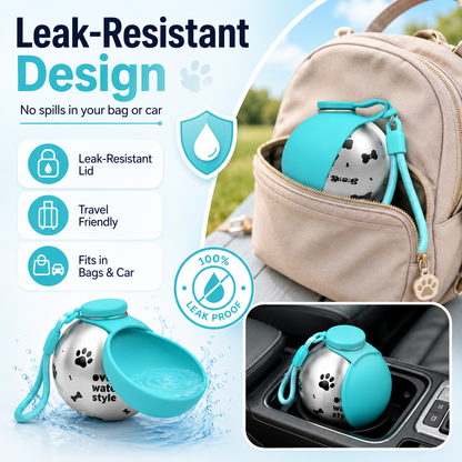 Portable Pet Water Bottle with Foldable Silicone Bowl – 285ml