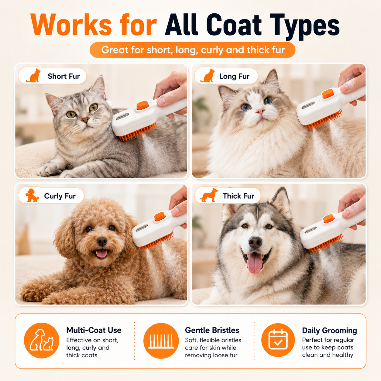 3-in-1 Pet Grooming Mist Brush