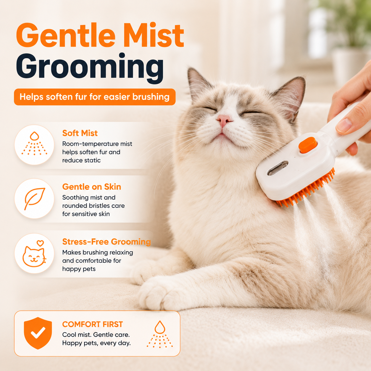 3-in-1 Pet Grooming Mist Brush