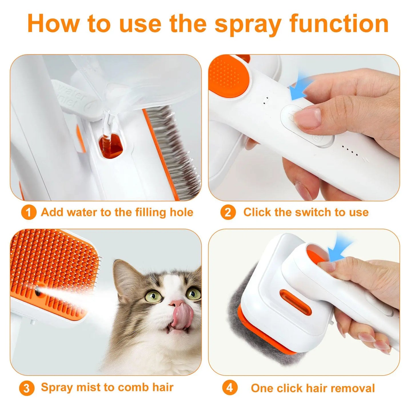 3-in-1 Pet Grooming Mist Brush
